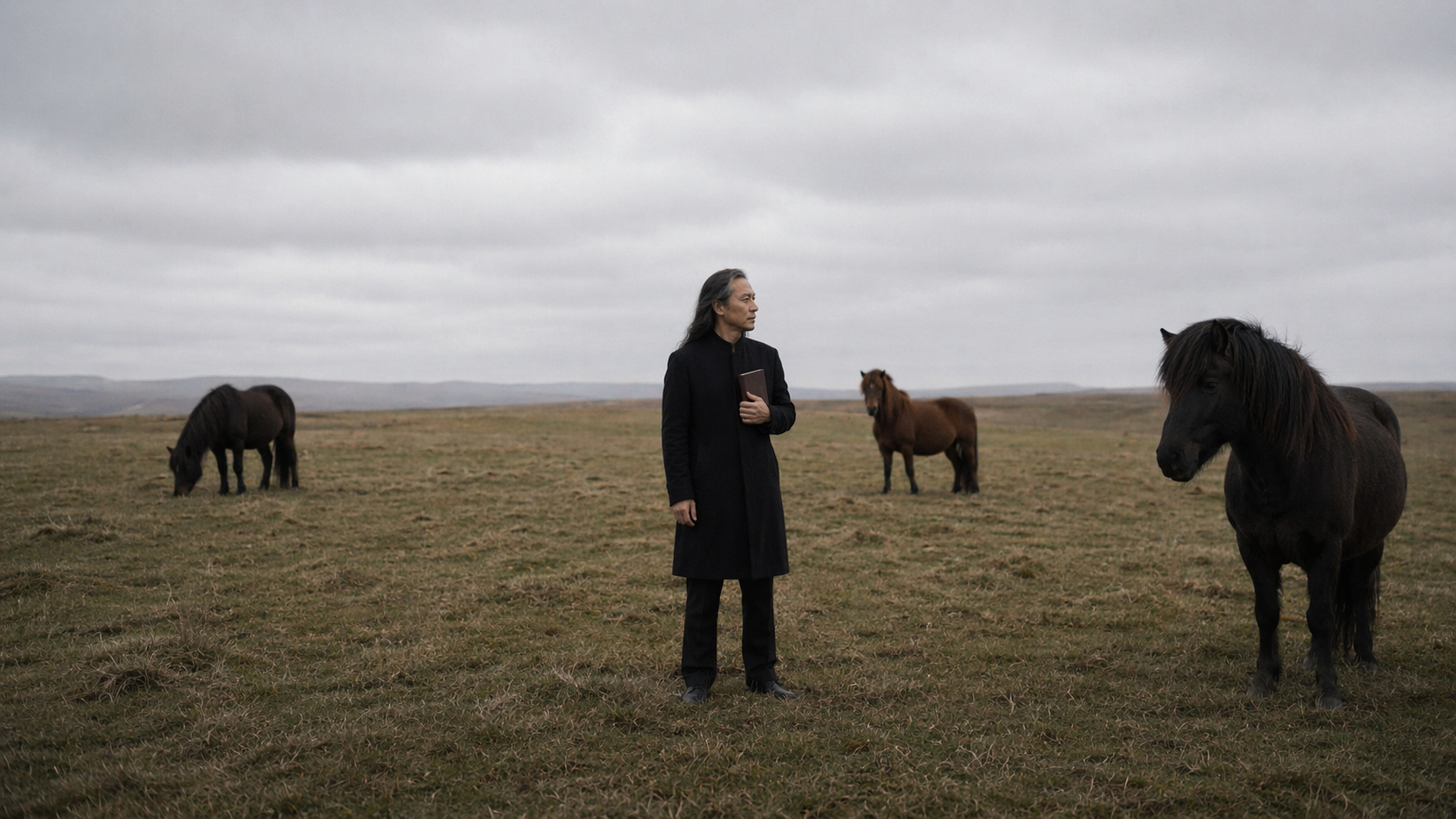 9頭のアイスランド馬とともに、牧場の自然のなかで